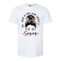 Just A Who Loves Singing Hair Bun Gifts For Singer Softstyle CVC T-Shirt