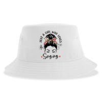 Just A Who Loves Singing Hair Bun Gifts For Singer Sustainable Bucket Hat