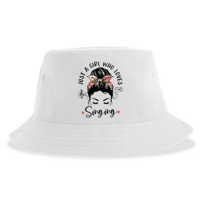 Just A Who Loves Singing Hair Bun Gifts For Singer Sustainable Bucket Hat