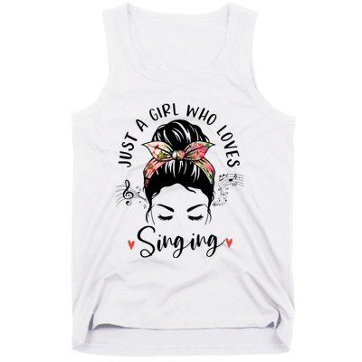 Just A Who Loves Singing Hair Bun Gifts For Singer Tank Top