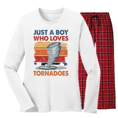 Just A Who Loves Tornado Women's Long Sleeve Flannel Pajama Set 