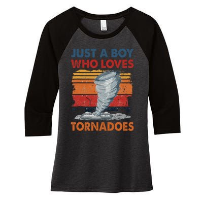 Just A Who Loves Tornado Women's Tri-Blend 3/4-Sleeve Raglan Shirt