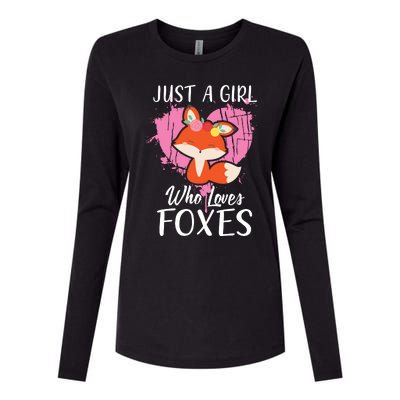 Just A Who Loves Foxes Pink Cute Heart And Fox Womens Cotton Relaxed Long Sleeve T-Shirt