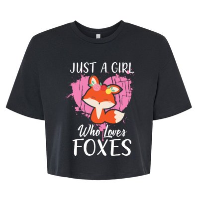 Just A Who Loves Foxes Pink Cute Heart And Fox Bella+Canvas Jersey Crop Tee