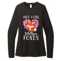 Just A Who Loves Foxes Pink Cute Heart And Fox Womens CVC Long Sleeve Shirt