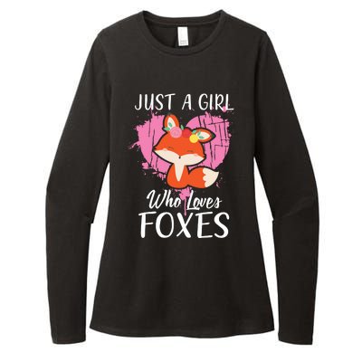 Just A Who Loves Foxes Pink Cute Heart And Fox Womens CVC Long Sleeve Shirt