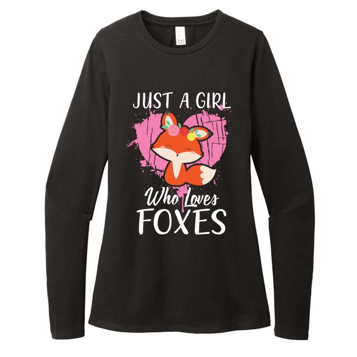 Just A Who Loves Foxes Pink Cute Heart And Fox Womens CVC Long Sleeve Shirt