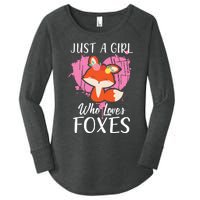 Just A Who Loves Foxes Pink Cute Heart And Fox Women's Perfect Tri Tunic Long Sleeve Shirt