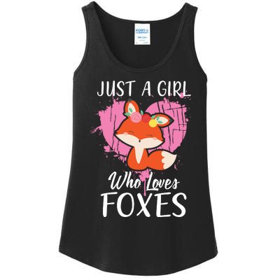 Just A Who Loves Foxes Pink Cute Heart And Fox Ladies Essential Tank