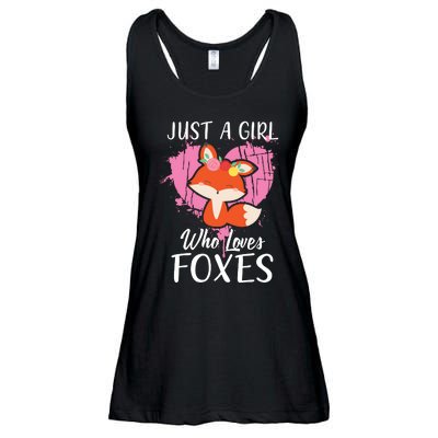 Just A Who Loves Foxes Pink Cute Heart And Fox Ladies Essential Flowy Tank