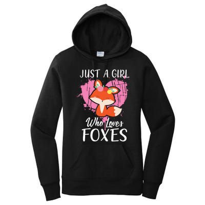 Just A Who Loves Foxes Pink Cute Heart And Fox Women's Pullover Hoodie