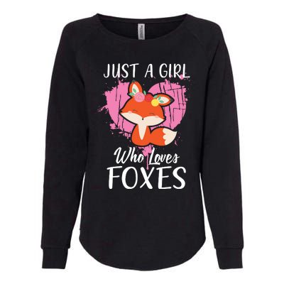 Just A Who Loves Foxes Pink Cute Heart And Fox Womens California Wash Sweatshirt