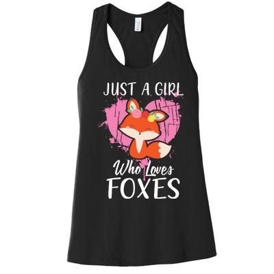 Just A Who Loves Foxes Pink Cute Heart And Fox Women's Racerback Tank