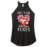 Just A Who Loves Foxes Pink Cute Heart And Fox Women's Perfect Tri Rocker Tank