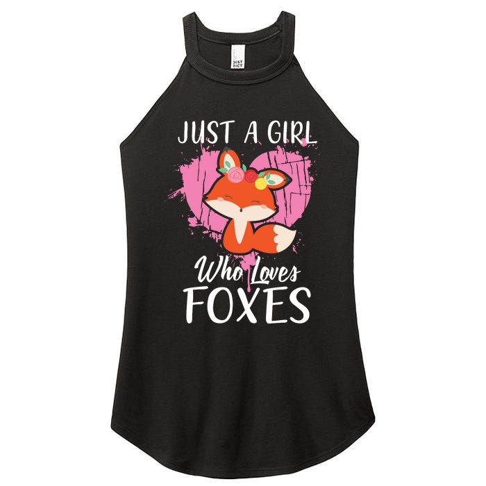 Just A Who Loves Foxes Pink Cute Heart And Fox Women's Perfect Tri Rocker Tank