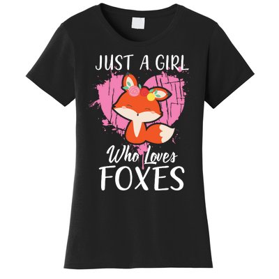 Just A Who Loves Foxes Pink Cute Heart And Fox Women's T-Shirt