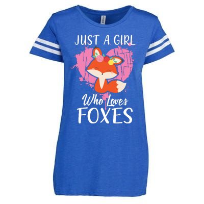 Just A Who Loves Foxes Pink Cute Heart And Fox Enza Ladies Jersey Football T-Shirt