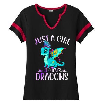 Just A Who Loves Dragons Dragon Lovers Gift Ladies Halftime Notch Neck Tee