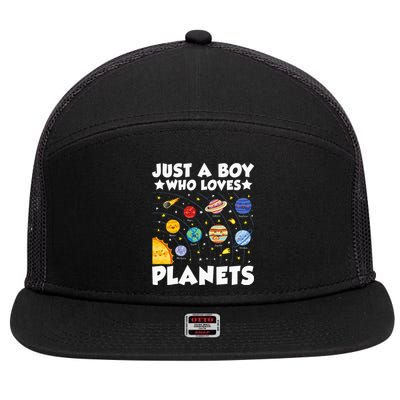 Just A Who Loves Planets Solar System Space Science Geek 7 Panel Mesh Trucker Snapback Hat