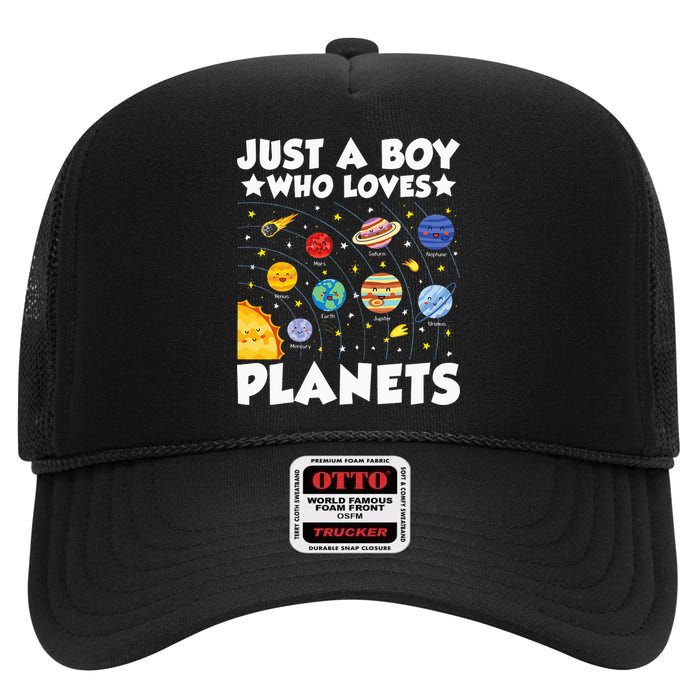 Just A Who Loves Planets Solar System Space Science Geek High Crown Mesh Back Trucker Hat