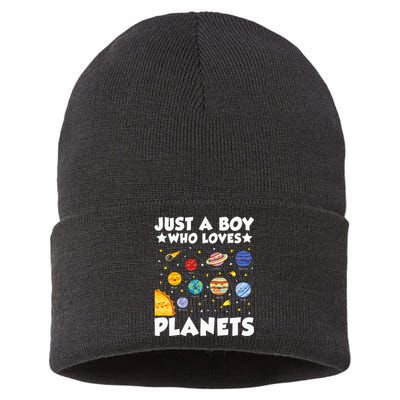 Just A Who Loves Planets Solar System Space Science Geek Sustainable Knit Beanie