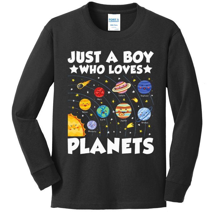 Just A Who Loves Planets Solar System Space Science Geek Kids Long Sleeve Shirt