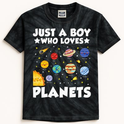 Just A Who Loves Planets Solar System Space Science Geek Kids Tie-Dye T-Shirt