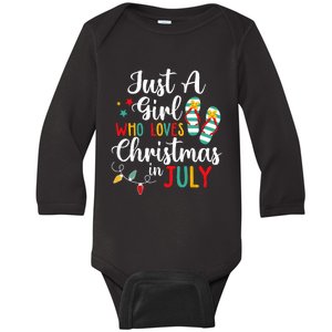 Just A Who Loves Christmas In Jully Summer Beach Baby Long Sleeve Bodysuit