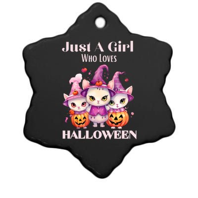 Just A Who Loves Halloween Cute Cat Pumpkin Gift Ceramic Star Ornament