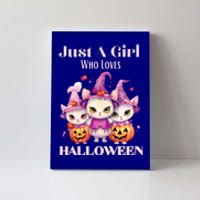 Just A Who Loves Halloween Cute Cat Pumpkin Gift Canvas