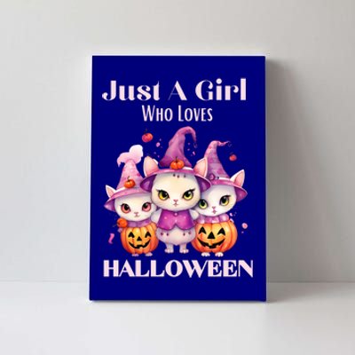 Just A Who Loves Halloween Cute Cat Pumpkin Gift Canvas