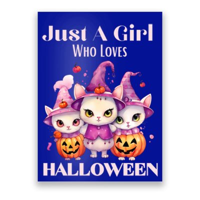 Just A Who Loves Halloween Cute Cat Pumpkin Gift Poster