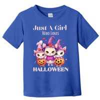 Just A Who Loves Halloween Cute Cat Pumpkin Gift Toddler T-Shirt