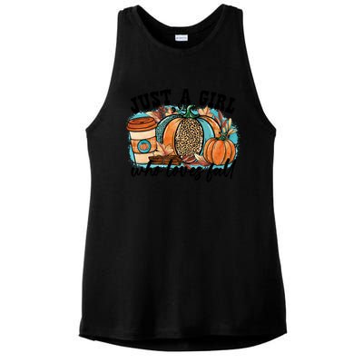 Just A Who Loves Fall Pumpkin Spice Leopard Coffee Cup Gift Ladies PosiCharge Tri-Blend Wicking Tank