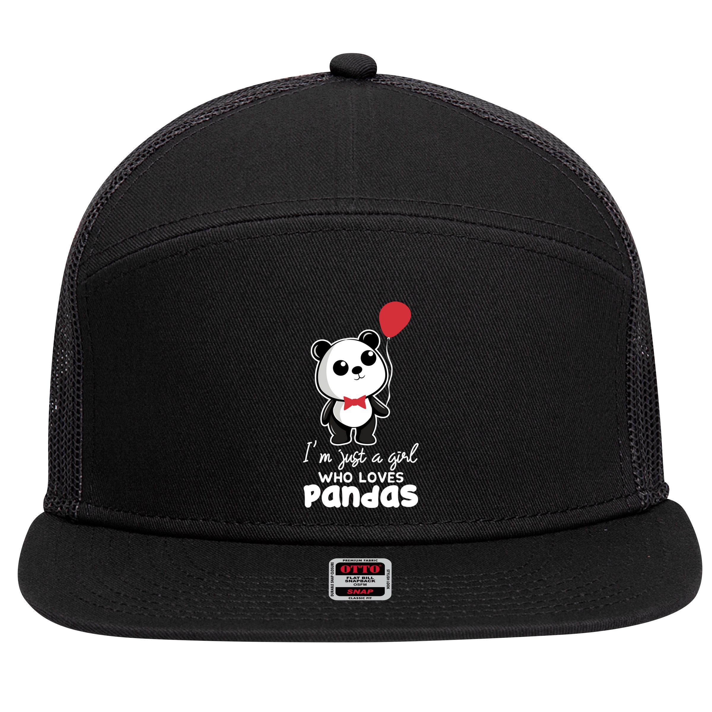 Just A Who Loves Pandas Panda Meaningful Gift Funny Gift 7 Panel Mesh Trucker Snapback Hat