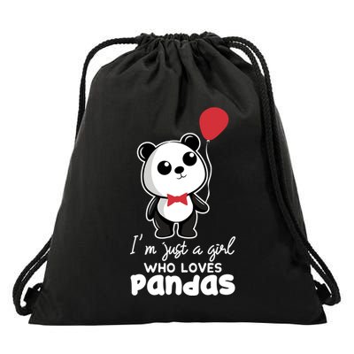 Just A Who Loves Pandas Panda Meaningful Gift Funny Gift Drawstring Bag