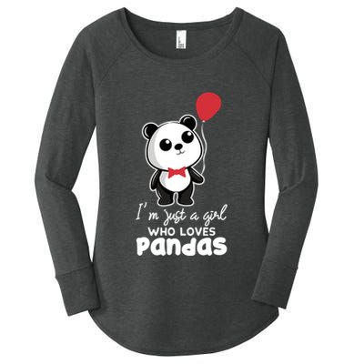 Just A Who Loves Pandas Panda Meaningful Gift Funny Gift Women's Perfect Tri Tunic Long Sleeve Shirt