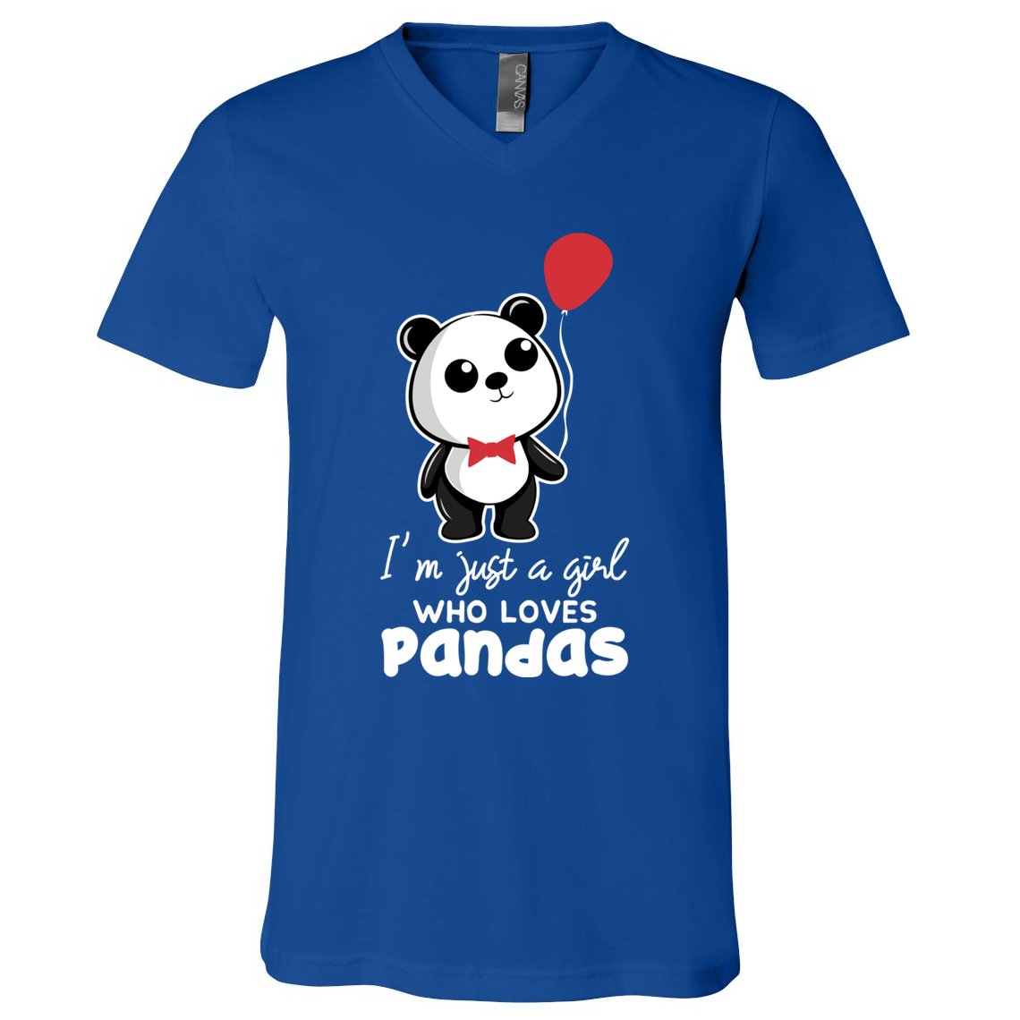 Just A Who Loves Pandas Panda Meaningful Gift Funny Gift V-Neck T-Shirt
