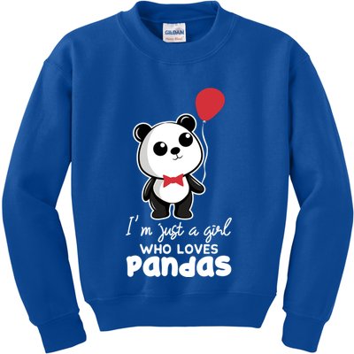 Just A Who Loves Pandas Panda Meaningful Gift Funny Gift Kids Sweatshirt