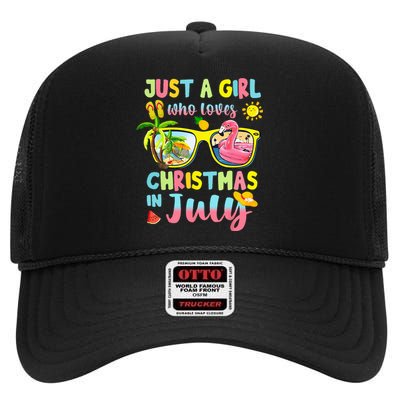 Just A Who Loves Christmas In July Summer High Crown Mesh Back Trucker Hat