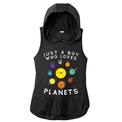 Just A Who Loves Planets Star Space Galaxy Science Lover Ladies PosiCharge Tri-Blend Wicking Draft Hoodie Tank