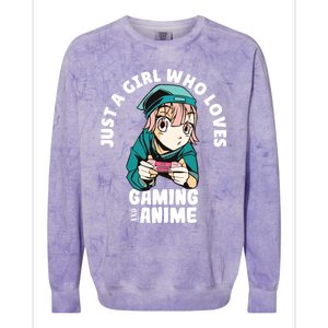 Just A Who Loves Anime And Gaming Gamer Anime Merch Gift Colorblast Crewneck Sweatshirt