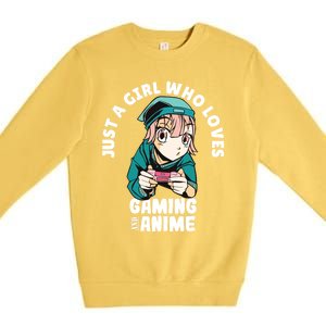 Just A Who Loves Anime And Gaming Gamer Anime Merch Gift Premium Crewneck Sweatshirt