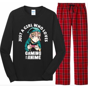 Just A Who Loves Anime And Gaming Gamer Anime Merch Gift Long Sleeve Pajama Set