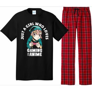 Just A Who Loves Anime And Gaming Gamer Anime Merch Gift Pajama Set