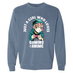 Just A Who Loves Anime And Gaming Gamer Anime Merch Gift Garment-Dyed Sweatshirt