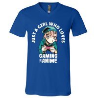 Just A Who Loves Anime And Gaming Gamer Anime Merch Gift V-Neck T-Shirt