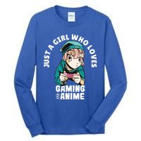 Just A Who Loves Anime And Gaming Gamer Anime Merch Gift Tall Long Sleeve T-Shirt