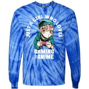 Just A Who Loves Anime And Gaming Gamer Anime Merch Gift Tie-Dye Long Sleeve Shirt