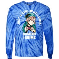 Just A Who Loves Anime And Gaming Gamer Anime Merch Gift Tie-Dye Long Sleeve Shirt